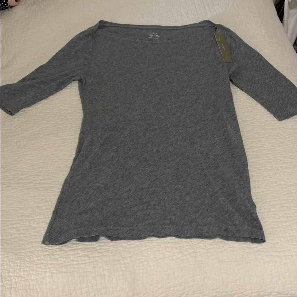 J. Crew Heather Gray Long Sleeve Scoop Neck Tee